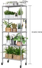 5 Tier Shelving Unit Adjustable Storage Shelf Metal Storage Rack Wire Storage Shelves 16.5" L x 11.8" W x 59" H for Pantry Closet Kitchen Laundry (Silver) - Image 3