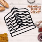 Sky-Touch 20Pcs Non Slip Felt Hangers Space Saving Clothes Hanger Velvet Hanger Heavy Duty Adult Hanger For Coat, Suit - Black - Image 6