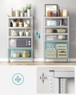 SONGMICS 5-Tier Shelving Unit, Set of 2 Steel Shelving Unit for Storage, Boltless Assembly, for Garage, Shed, Load Capacity 650 kg Each, 30 x 75 x 150 cm, Silver GLR030E02 - Image 5