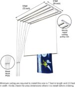 homWell Heavy Duty Stainless Steel (6 Pipe X 6 Feet) UV Protected Nylon Ropes Individual dropdown Ceiling Cloth Dryer/Cloth Hanger/Cloth Drying Stand for Balcony/Clothes Stand for Drying - Image 2