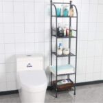 U HOOME 5 Tier Bathroom Storage Shelf, Free-Standing Metal Corner Rack, Narrow Shelving Unit Organizer, Multifunctional Storage Rack for Kitchen Garage Pantry