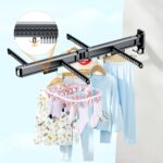 Wall Mounted Clothes Drying Rack, 250 Lb Capacity, Space-Saving Retractable and Collapsible Laundry Rack, Heavy-Duty Indoor Clothing Hanger, Sleek Black Finish - Image 3