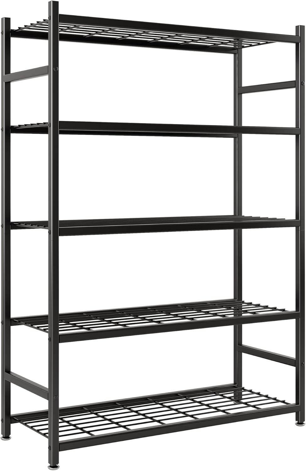 71SicHBcD3L._AC_SL1500_.jpg Storage Shelves, 5-Tier Metal Shelving Unit with Adjustable Feet, Heavy-Duty Shelf Organizer for Garage, Kitchen, Pantry and Closet Organization, 36.4" x 11.8" x 68.3", Black - Image 1