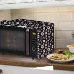 Full Closure Microwave Oven Top Cover for Samsung 28L MC28H5145VP/TL Convection Microwave Oven with PVC Attractive Digital Prints/Dustproof/Water Resistant-Black Flower