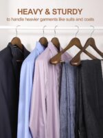 HOUSE DAY 4-Pack Wide Shoulder Wooden Hangers,Walnut Suit Hangers with Non Slip Pants Bar, Smooth Finish 360° Swivel Hook Solid Wood Coat Hangers for Dress, Jacket, Pants, Heavy Clothes Hangers - Image 7