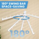 Clothing Racks for Hanging Clothes, Garment Racks Wall Mounted Clothes Bar-Hanger Holder Hooks Heavy Duty Folding Drying Rack Space Saving Clothing Hanging System Closet Storage Organizer (White) - Image 4