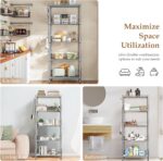 5-Tier Storage Shelves Metal Wire Shelving Unit Storage Rack Height Adjustable Pantry Shelves with 5 Hooks & Shelf Liners for Living Room, Kitchen, Bathroom 21.2 W x 11.4" D x 59" H (Silver) - Image 8