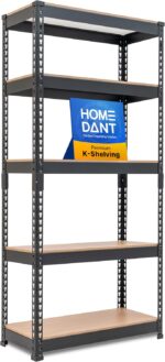 HOMEDANT 28" W 5 Tier Heavy Duty Garage Shelving Adjustable Metal Rack Storage Shelves Standing Shelf Unit Organizers Pantry Closet Black 1Pack
