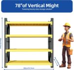 79"W Garage Shelving Heavy Duty - 4400Lbs Garage Storage 4-Tier, Adjustable Metal Shelving Units And Storage,Industrial Shelving Utility Shelf For Commercial Shop Tool Gym 79"H X 79"W X 20"D - Image 2