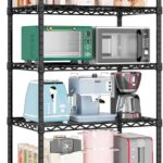 61cm x 46cm x 183cm Wire Shelf with Wheels, 5 Tier Adjustable Heavy Duty Metal Storage Shelves, Kitchen Utility Shelf Organizer Pantry Rack for Closet Garage Laundry Room, Black ﻿