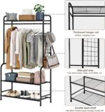 Clothing Rack Metal Garment Racks with Bottom Shelves Free-Standing Clothes Rack for Indoor Bedroom, Balcony, Hallway, Laundry (Black) - Image 7