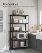 SONGMICS Standing Shelf, Bookcase, Storage Shelf, 5 Shelves, Adjustable, 40 x 90 x 180 cm, Maximum Load 875 kg, for Kitchen, Living Room, Greige-Black, GLR040B21 - Image 9