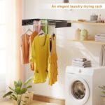 Hcosmy Collapsible Clothes Drying Rack, Wall Mounted Laundry Hanger, Retractable Dryer Rack (Black, 31.5 in) - Image 2
