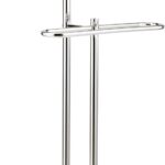 MyGift Brown Wood and Metal Valet Suit Stand Executive Men's Garment Organizer Rack Coat and Pants Hanger