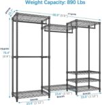 Portable Clothes Rack, Heavy Duty Garment Closet Wardrobe, Adjustable Freestanding Clothing Rack for Cloakroom Bedroom, 175 * 40 * 194cm Black - Image 4