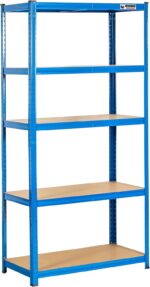 Rhino Racking - 5 Tier Heavy-Duty Industrial Storage Shelves - Blue - 180x90x45cm