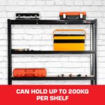 Rhino Racking – 5 Tier Heavy-Duty Garage Shelving Unit – Black - Adjustable Storage Shelves – 180x120x40cm – 200kg Load Weight Per Shelf – 1000kg Per Unit - Image 3