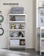 SONGMICS 5-Tier Storage Shelves, Garage Storage, Boltless Assembly, Adjustable Shelving Unit, 11.8 x 29.5 x 59.1 Inches, Load 1929 lb, for Shed Warehouse Basement Kitchen, Silver UGLR300E01 - Image 2