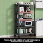 Beauenty Kitchen Storage Shelf Organizer,5 Tier Large Capacity Commercial Storage Rack, Adjustable Metal Shelves, Microwave Oven Stand for Dining,Garage,Bedroom,Living Room,Office 80 * 40 * 160cm - Image 6