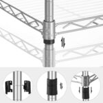 SONGMICS Kitchen Shelf, Metal Shelves, 5-Tier Wire Shelving Unit with 8 Hooks, Narrow Storage Rack with PP Shelf Liners, Height-Adjustable, for Bathroom, Silver ULGR115E01, 11.8”D x 15.7”W x 47.6”H - Image 5