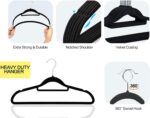 GVTECH Premium Velvet Hangers, [50 Pack] Non Slip and Heavy Duty Velvet Suit Hangers (45cm) with Tie Bar, 360° Swivel Hooks, Sturdy to Hold Jumper, Pullovers, Jackets & Hoodies (50 Pack, Black) - Image 3