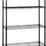 Amazon Basics 4-Shelf Adjustable, Heavy Duty Storage Shelving Unit on 7.62 cm Wheel Casters, Metal Organizer Wire Rack, Black, 91.4 cm L x 110.16 cm W x 146 cm H