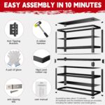 Garage Shelving, 48" W Storage Shelves 3000lbs Heavy Duty Shelving, Adjustable 5 Tier Garage Shelf Storage Rack With Honeycomb Shelf, Industrial Shelving Units for Basement 72"H X 48"W X 18.9"D - Image 9