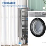 Clothes Drying Rack, 3 Tier Foldable Clothes Drying Stand, 180CM Extra-Large Clothes Airer Laundry Dryer w/Shooe Rack, Stainless Steel, Free-Standing for Sheets Towels Shoe Clothing,Indoor Outdoor Use - Image 6