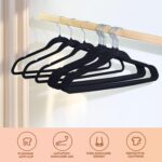 Sky-Touch 20Pcs Non Slip Felt Hangers Space Saving Clothes Hanger Velvet Hanger Heavy Duty Adult Hanger For Coat, Suit - Black - Image 2