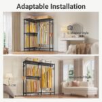 VIPEK L4 Garment Rack L Shaped Clothes Rack for Corner, Freestanding Portable Wardrobe Closet Heavy Duty Clothing Rack with 3 Hanging Rods & 2 Side Hooks, 43.3"Lx29.1"Wx76.4"H, Max Load 750LBS, Black - Image 3