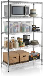 STORACK 5 Shelf Heavy Duty Rack Heights Adjustable Wire Shelvig Metal Rack Shelves Storage Organizer Multipurpose Storage for Home Kitchen Office Garage 24X14X72 Inch Chrome