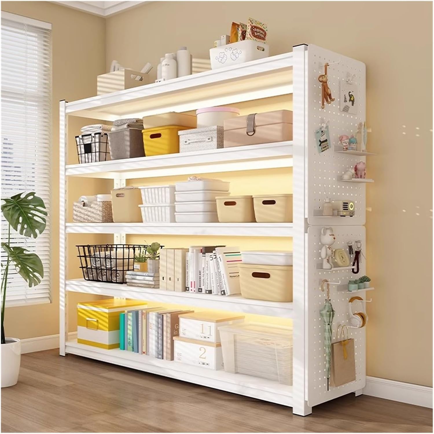 71WDk8D8HL._AC_SL1500_.jpg Garage Shelves 5-Tier Metal Shelving Unit, Heavy Duty Adjustable Storage Rack, Boltless Assembly, Industrial Utility Shelf Rack For Supermarket Kitchen Balcony(60x30x160cm) - Image 1