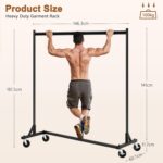 Hoctieon Z Rack, Rolling Clothes Racks with Z-Base, Heavy Duty Garment Rack, Clothing Racks for Hanging Clothes, Sturdy Metal Hanging Holder, Clothes Organizer Rack, Black - Image 6