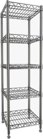 GIOTORENT 5 Tier Standing Shelving Metal Units, Adjustable Height Wire Shelf Display Rack for Laundry Bathroom Kitchen 11.8" W x 11.8" D x 50" H, Black (Black, 11.8 W x 11.8 D x 50 H) - Image 9