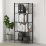 alvorog 5 Tier Shelving Units for Storage, Multipurpose Storage Shelves with 10 Hooks, Adjustable Height, Heavy Duty Metal Structure Organizer Pantry Shelves for Bathroom Kitchen Garage(59X34X150cm) - Image 2