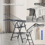 Foldable Clothes Drying Rack, 3 Tier Laundry Dry Rack Height Adjustable Clothes Hanger Stand Drying Racks, Carbon Steel Laundry Drying Rack Stand for Sheets Towels & Clothing, Indoor Outdoor Use (125) - Image 4