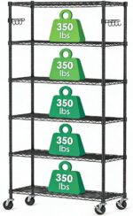 Metal Storage Shelves with Wheels, 6-Tier Rolling Shelf Adjustable Wire Shelving Rack Organizer Utility Storage Rack Shelving Unit for Home Kitchen Garage Pantry (6-Tier Shelf)