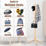 Haddockway Wooden Coat Rack Stand with 8 Hooks New Zealand Pine Adjustable Coat Standing Tree Easy Assembly for Coats, Hats, Scarves and Handbags for Entryway, Hallway, Bedroom, Office - Image 6