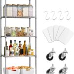 5 Tier Shelving Unit Adjustable Storage Shelf Metal Storage Rack Wire Storage Shelves 16.5" L x 11.8" W x 59" H for Pantry Closet Kitchen Laundry (Silver)