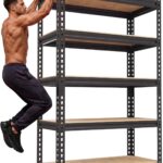 PrimeZone Storage Shelves 5 Tier Adjustable Garage Storage Shelving, Heavy Duty Metal Storage Utility Rack Organizer Shelf Unit for Warehouse Pantry Closet Kitchen Basement, 28" x 12" x 59", Black