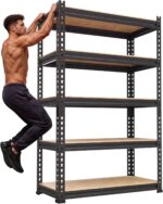 PrimeZone Storage Shelves 5 Tier Adjustable Garage Storage Shelving, Heavy Duty Metal Storage Utility Rack Organizer Shelf Unit for Warehouse Pantry Closet Kitchen Basement, 28" x 12" x 59", Black