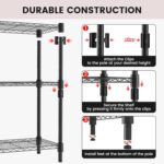 Xcity Storage Shelves, 5 Tier Heavy Duty Metal Shelving Unit, 2000 LBS Capacity Adjustable Steel Wire Shelf Organizer for Pantry, Kitchen, Garage, 14" D x 30" W x 60" H, Black - Image 6