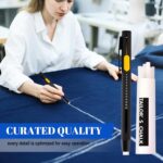 PINKE Heat Erasable Fabric Marker for Sewing, Washable, Heat Erasable Pens for Fabric, Sewing Chalk DIY Markers Pen for Quilting, Embroidery, Suitable for Cotton, Knitted Fabrics (1Pen+20Refills) - Image 2