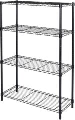 Homeiju 4 Tier Shelving Unit,Heavy-Duty Height Adjustable Storage Rack 1300 LBS Capacity with Adjustable Feet,Metal Storage Shelves Wire Shelf for Kitchen Garage Laundry,13.77"D x 35.43"W x 54.33"H