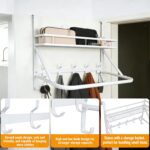 Over The Door Clothes Hanger, Metal Over The Door Hangers for Clothes with 7 Hooks1 Storage Basket For Clothing Hanger Drying Racks for Laundry, Bedroom, Washroom wait（white） - Image 4