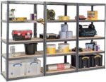 Ash & Roh® - Adjustable Section Rack & Shelves Industrial Storage Shelving Unit Boltless Rivet |5 Sections (Height 5.3 ft. | Length 2.8 ft. | Dimension 1.4ft (5 Section) - Image 2