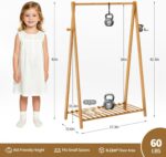 Small Clothes Hanging Racks,Bamboo Wood Kids Clothing Garment Racks for Cloths,Free Standing Baby Dress Costume Rack for Bedroom,Living Room, Commercial,Small Space - Image 2