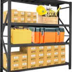 4-Tier Storage Shelf, Heavy Duty Shelf Storage, Warehouse & Garage Shelving Unit, Shelfs Storage With 300KG/Shelf Rack Weight Capacity, Storage Shelves Size 200 x 60 x 200CM (Black)