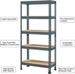 Yaheetech 2pcs Heavy Duty 5 Tier Garage Shelving Units,Racking shelves for Home/Office/Workshop/warehouses,150KG Per Shelf/750KG Capacity,140cmx30cmx150cm（LxWxH,Neptune Blue - Image 6