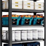 DAYONG 5-Tier Adjustable Metal Storage Shelving Units, Sturdy and Durable Storage Shelves for Garages, Warehouses, Kitchens, and Industrial Spaces (Black, 5 -Tier 120 * 40 * 183cm)
